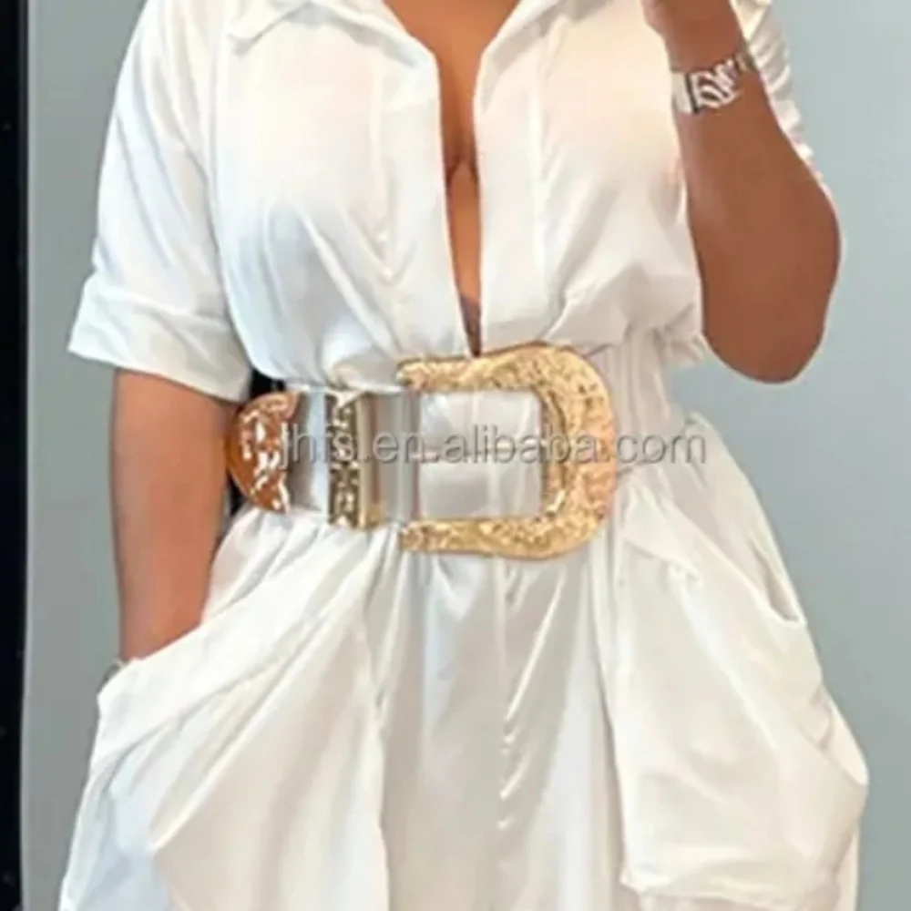 Oversized Lucite Women's Clear Belt with Gold Buckle Large/XL - Picture 2 of 2